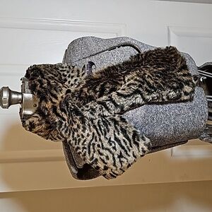 Animal Print Faux Fur Pull Through Stole Scarf Wrap